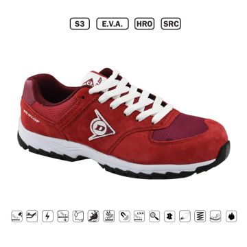 DUNLOP: ΠΑΠΟΥΤΣΙΑ ΕΡΓΑΣΙΑΣ SUEDE+MESH  FLYING ARROW - KOKKINO  - S3,E.V.A.,HRO,SRC- ΜΕΓΕΘΟΣ41